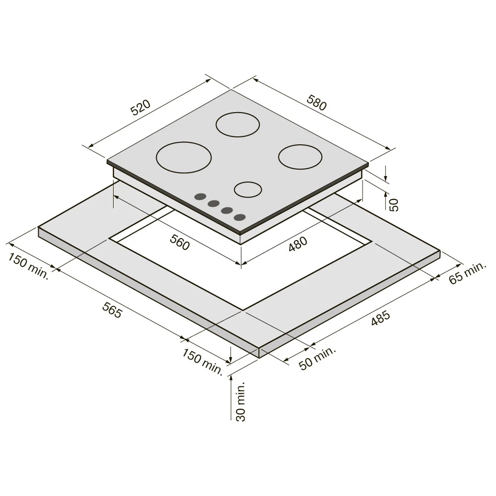 Схема встраивания с размерами