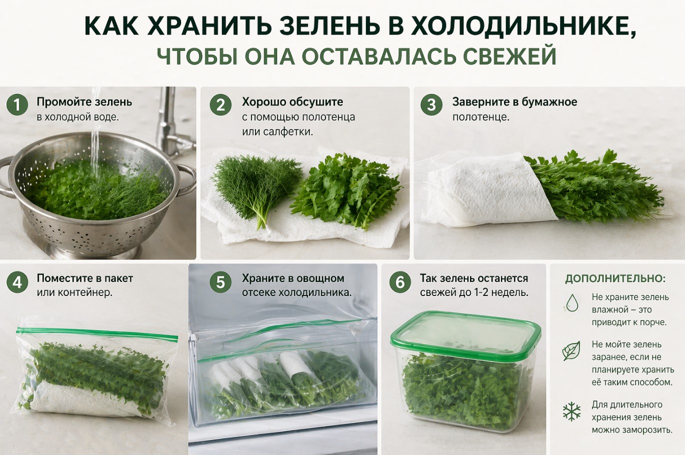 Как хранить зелень в холодильнике, чтобы она оставалась свежей Как хранить зелень в холодильнике, чтобы она оставалась свежей