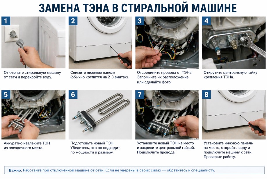 Замена ТЭНа в стиральной машине Замена ТЭНа в стиральной машине