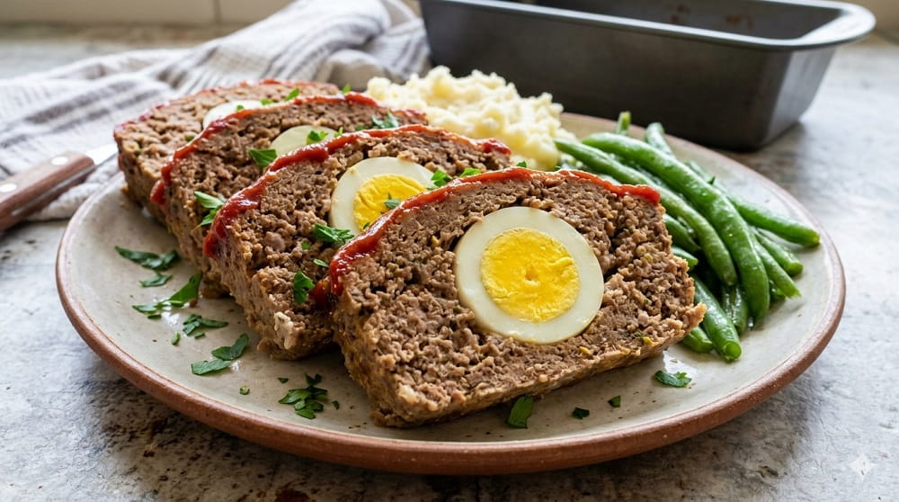 Мясной рулет с яйцом