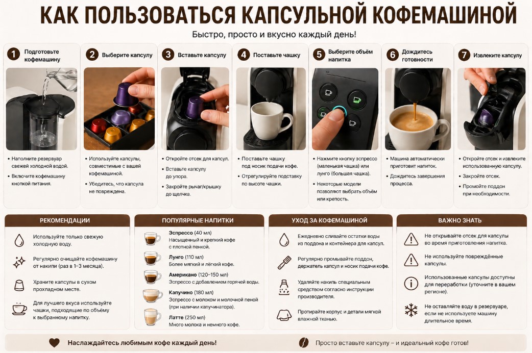 Как пользоваться капсульной кофемашиной