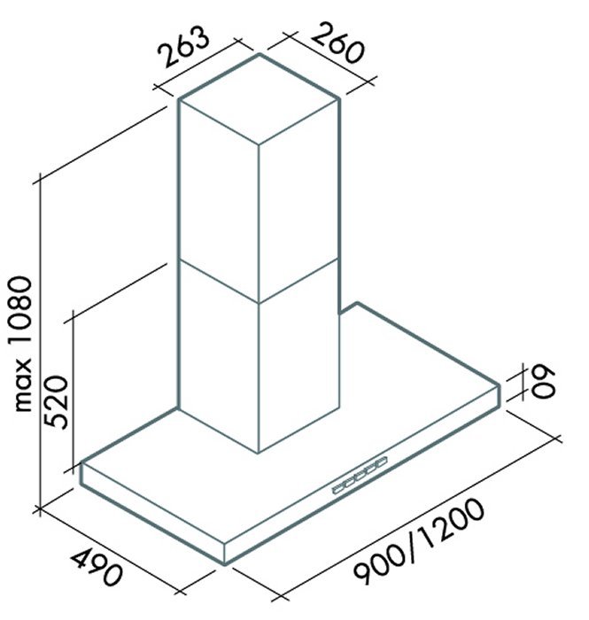 Размер большой вытяжки 90-120 см Большая вытяжка 90-120 см