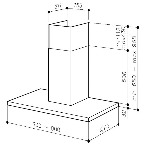 Стандартные по ширине вытяжки Стандартные по ширине вытяжки размеры