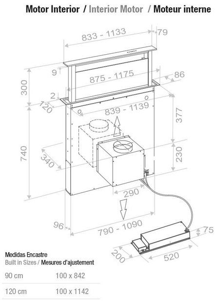 Встраиваемая в столешницу вытяжка Pando E-320/90 IX-CR.TOUCH V.950 SEC (preview 3)