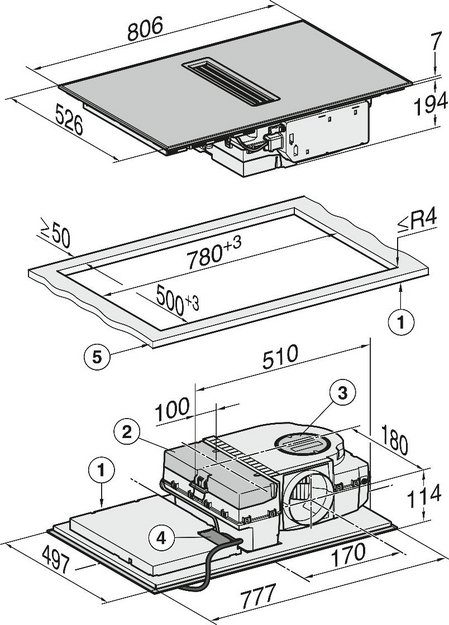 Варочная панель с вытяжкой Miele KMDA 7272 FR-U (фото 4) Варочная панель с вытяжкой Miele KMDA 7272 FR-U (preview 4)