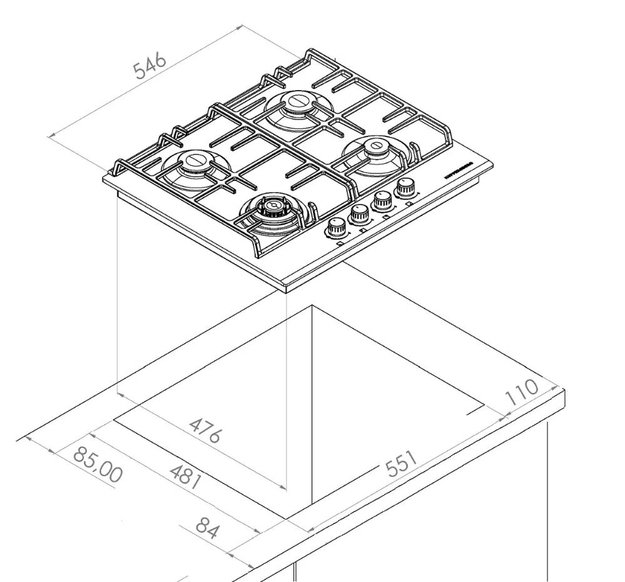 Газовая варочная панель Kuppersberg FQ 63 W (preview 5)