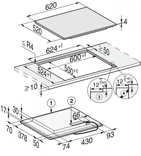 Индукционная панель конфорок с сенсорным управлением Miele KM7465 FL (preview 5)