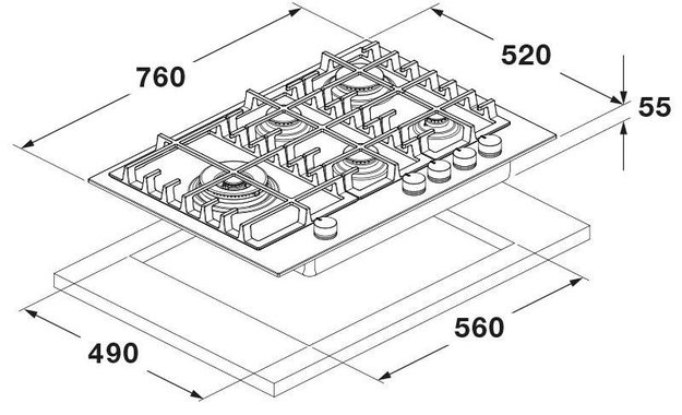Варочная панель Fulgor Milano FUH 755 G DWK MBK (preview 10)