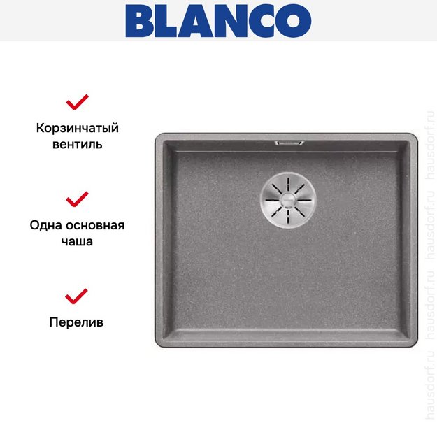 Мойка Blanco SUBLINE 500-F отводная арматура InFino® алюметаллик (preview 3)