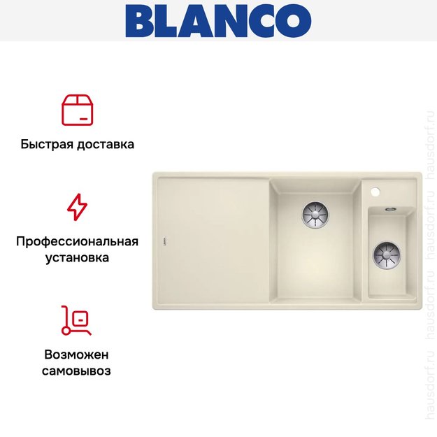 Мойка Blanco AXIA III 6 S чаша справа, доска ясень клапан-автомат InFino® жемчужный (preview 6)