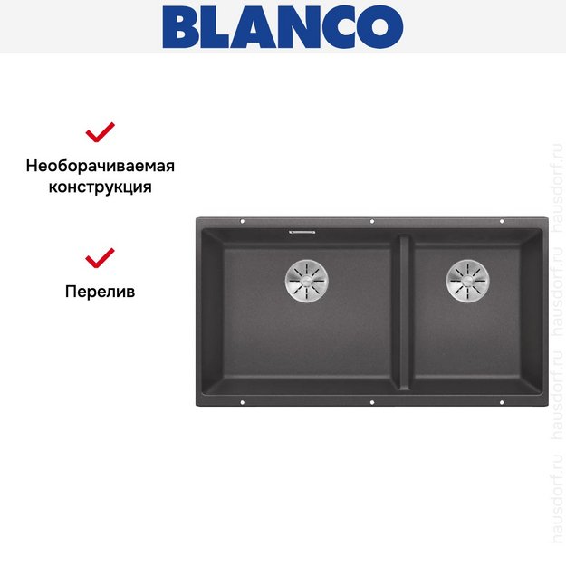 Мойка BLANCO SUBLINE 480/320-U Silgranit темная скала (preview 9)