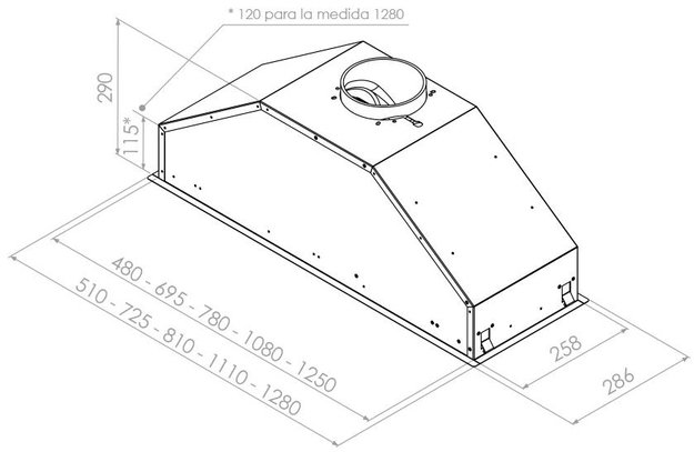 Встраиваемая вытяжка Pando GTI/810 INOX V.1050 ECO SEC PLUS (preview 3)