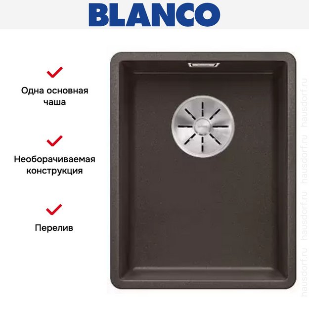 Мойка Blanco SUBLINE 320-F отводная арматура InFino® кофе (preview 3)