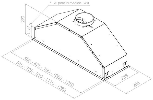 Встраиваемая вытяжка Pando GTI/725 NEGRO V.1050 ECO SEC PLUS (preview 4)