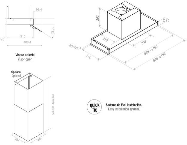 Встраиваемая вытяжка Pando TIL/90 IX V.1050 SEC PLUS (preview 4)