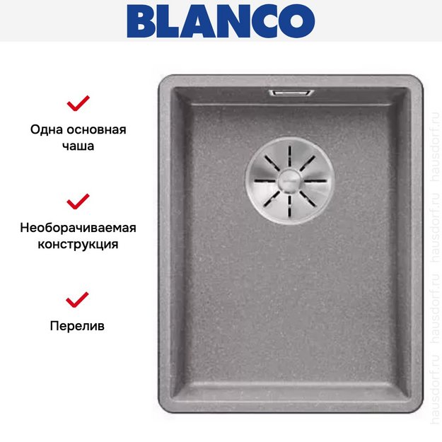 Мойка Blanco SUBLINE 320-F отводная арматура InFino® алюметаллик (preview 3)