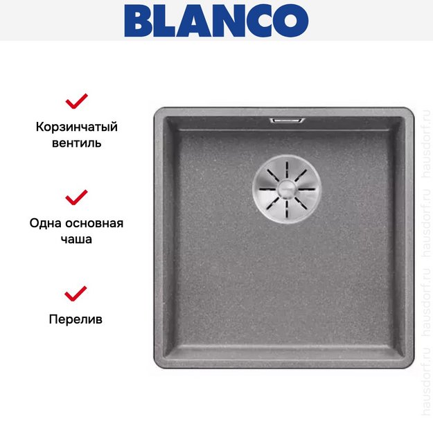 Мойка Blanco SUBLINE 400-F отводная арматура InFino® алюметаллик (preview 3)