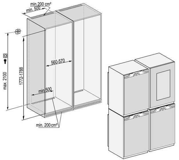 Встраиваемый холодильник Side-by-Side Liebherr SBSWdf 64I5 BioFresh NoFrost (preview 3)