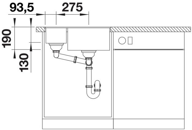 Мойка BLANCO SUBLINE 340/160-U Silgranit черный, чаша слева (preview 6)