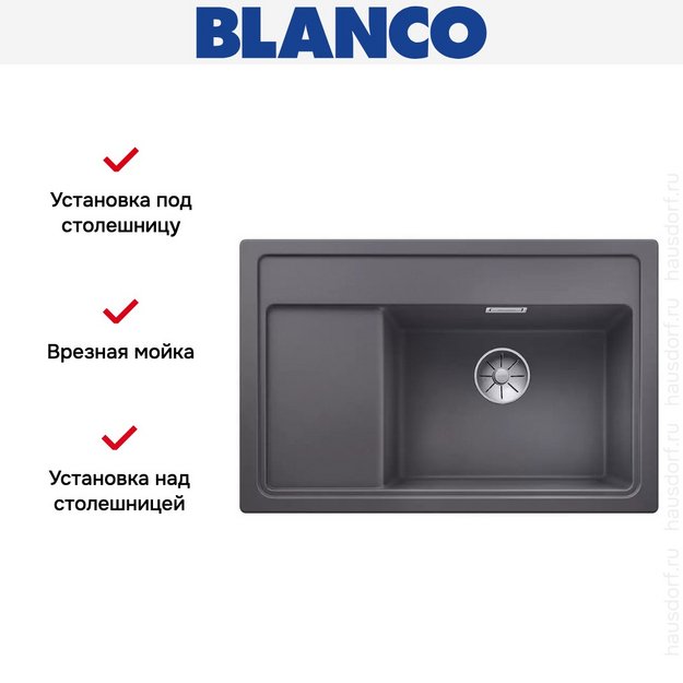 Мойка Blanco ZENAR XL 6 S Compact чаша справа, доска стекло клапан-автомат InFino® темная скала (preview 3)