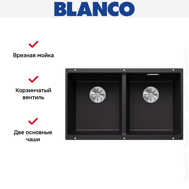 Мойка BLANCO SUBLINE 350/350-U Silgranit черный (preview 8)