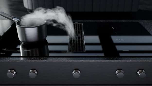 Индукционная варочная поверхность с вытяжкой Kuppersbusch KMI 12850.0 SR-S Gold (preview 3)