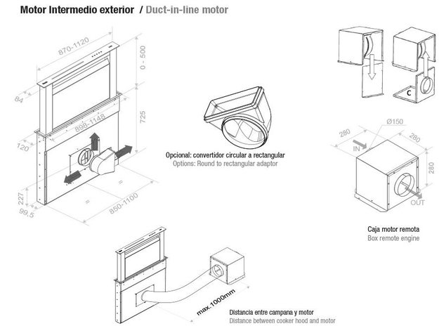 Встраиваемая в столешницу вытяжка Pando E-350/90 IX 1350 INT/EXT (preview 5)
