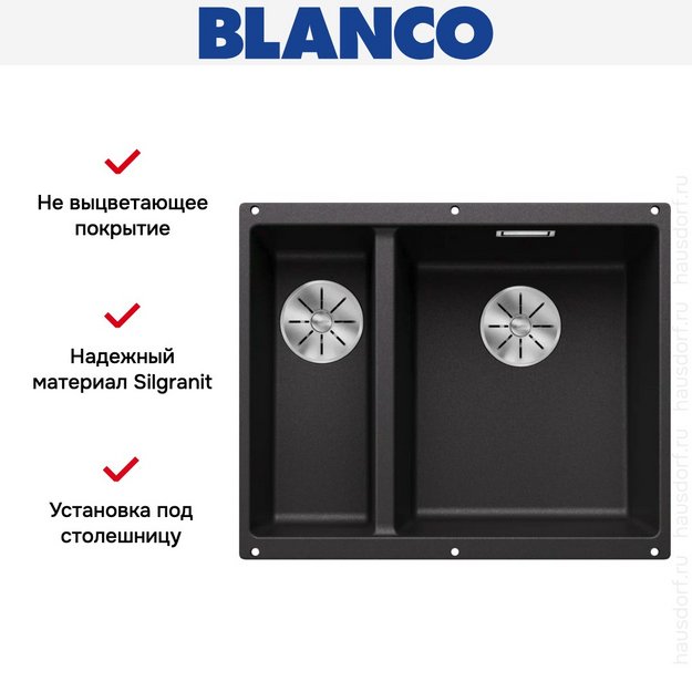 Мойка BLANCO SUBLINE 340/160-U Silgranit антрацит, чаша справа (preview 7)