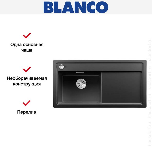 Мойка Blanco ZENAR XL 6 S чаша слева, доска стекло клапан-автомат InFino® антрацит (preview 3)