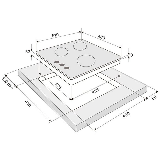 Газовая варочная поверхность KRONA CORTESIA 45 BL (preview 4)