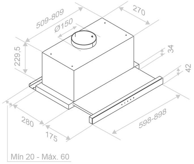 Встраиваемая вытяжка Pando IES/60 IX TOUCH CT BLANCO 850 SEC (preview 4)