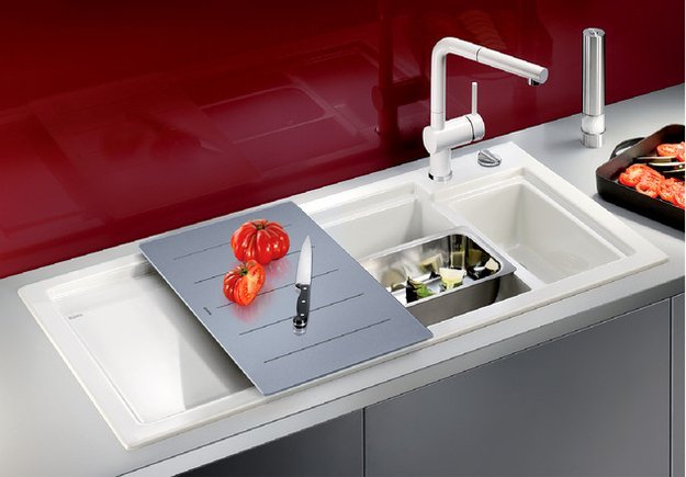 Мойка Blanco AXON II 6 S (чаша справа) керамика клапан-автомат InFino® серый алюминий (preview 4)