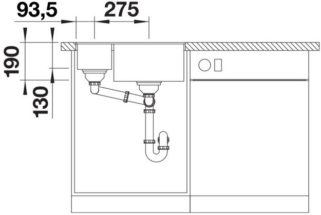 Мойка BLANCO SUBLINE 340/160-U Silgranit темная скала, чаша слева (preview 5)