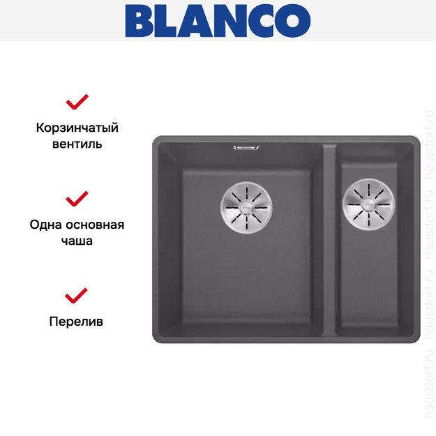 Мойка Blanco SUBLINE 340/160-F отводная арматура InFino® темная скала (preview 3)