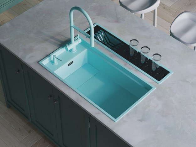 Мойка Omoikiri Kinaru Pro 86-U/I AZ azur blue матовый (фото 5) Мойка Omoikiri Kinaru Pro 86-U/I AZ azur blue матовый (preview 5)