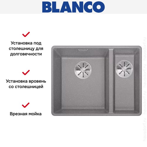 Мойка Blanco SUBLINE 340/160-F отводная арматура InFino® алюминий (preview 2)