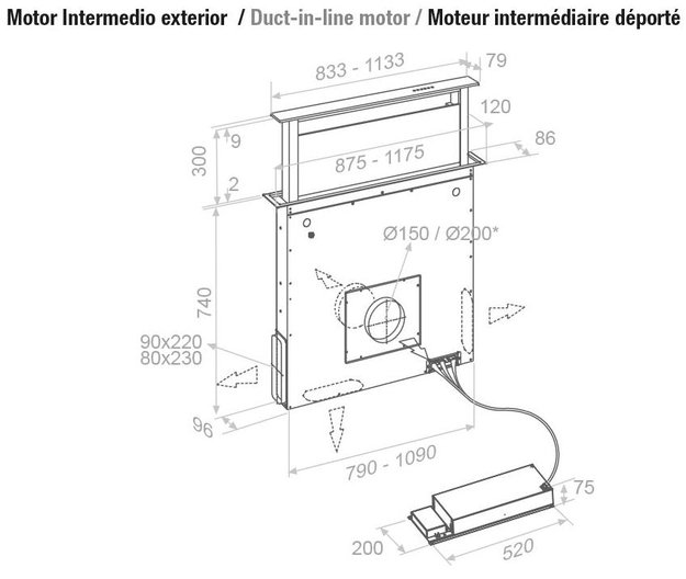 Встраиваемая в столешницу вытяжка Pando E-320/120 INOX V.950 SEC (preview 4)