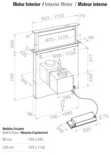Встраиваемая в столешницу вытяжка Pando E-320/90 INOX CT V.1200 фото 4 в Новосибирске