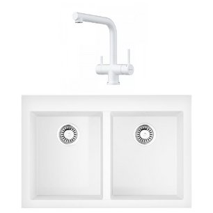 Omoikiri (мойка BOSEN 80-2-WH + смеситель TAKAMATSU-S PW) фото в Новосибирске