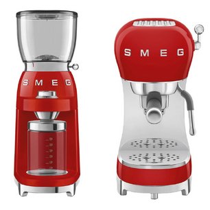 Smeg 50`s Style (кофемашина ECF02RDEU + кофемолка CGF11RDEU) фото в Новосибирске