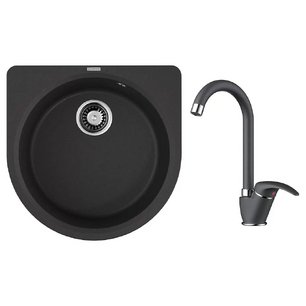 Omoikiri (мойка Akegata 51 BL + смеситель UMI BL) фото в Новосибирске