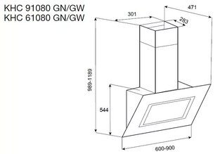 Вытяжка Кертинг KHC 91080 GW фото 3 в Новосибирске Вытяжка Korting KHC 91080 GW фото 3 в Новосибирске