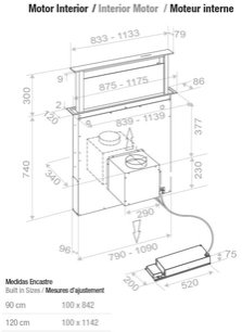 Встраиваемая в столешницу вытяжка Pando E-320/90 INOX V.950 SEC фото 3 в Новосибирске