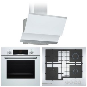 Bosch (варочная панель PNP6B2B92R + духовой шкаф HBF534EW0R + вытяжка DWK065G20T) фото в Новосибирске