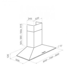 Вытяжка Pando P-227/60 IX 850 S.E.C. 230/50 фото 3 в Новосибирске