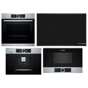 Bosch (варочная панель PXY875DW4E + духовой шкаф HSG636ES1 + микроволновая печь BFR634GS1 + кофемашина CTL636ES6) фото в Новосибирске