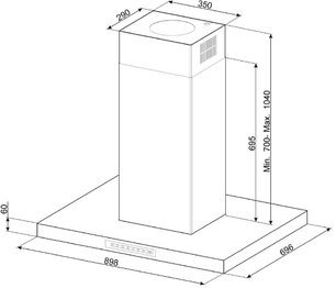 Вытяжка Smeg KICTIS90BL фото 3 в Новосибирске
