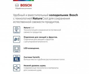 Холодильник с нижней морозильной камерой BOSCH KGE39XL22R фото 2 в Новосибирске