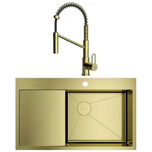 Omoikiri (мойка AKISAME 86 SIDE LG-R + смеситель MIKAWA 2 PLUS-SB LG) фото в Новосибирске