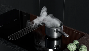 Индукционная варочная поверхность с вытяжкой Kuppersbusch KMI 12850.0 SR-S Black Velvet фото 4 в Новосибирске